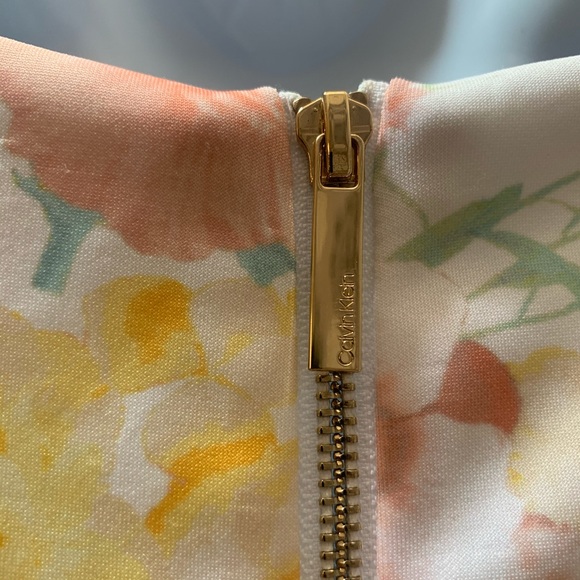 Calvin Klein Floral Light Pink Green Midi Dress - Picture 3 of 3